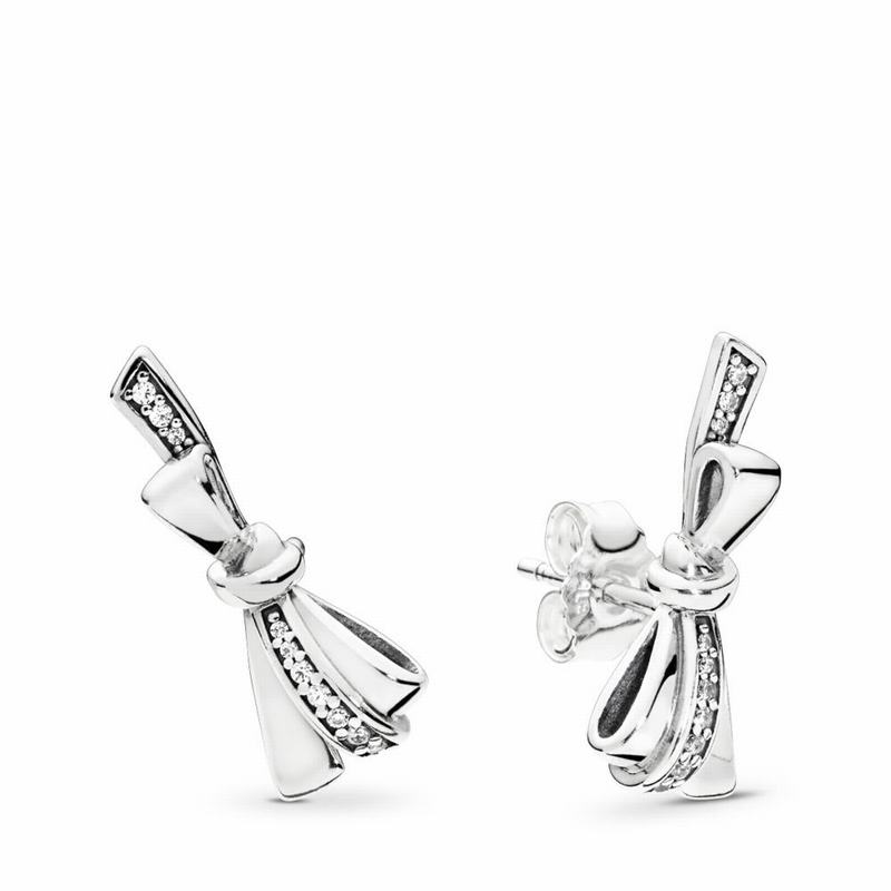 Pandora Brilliant Bows Stud Earrings Online NZ, Sterling Silver (720453-PSO)